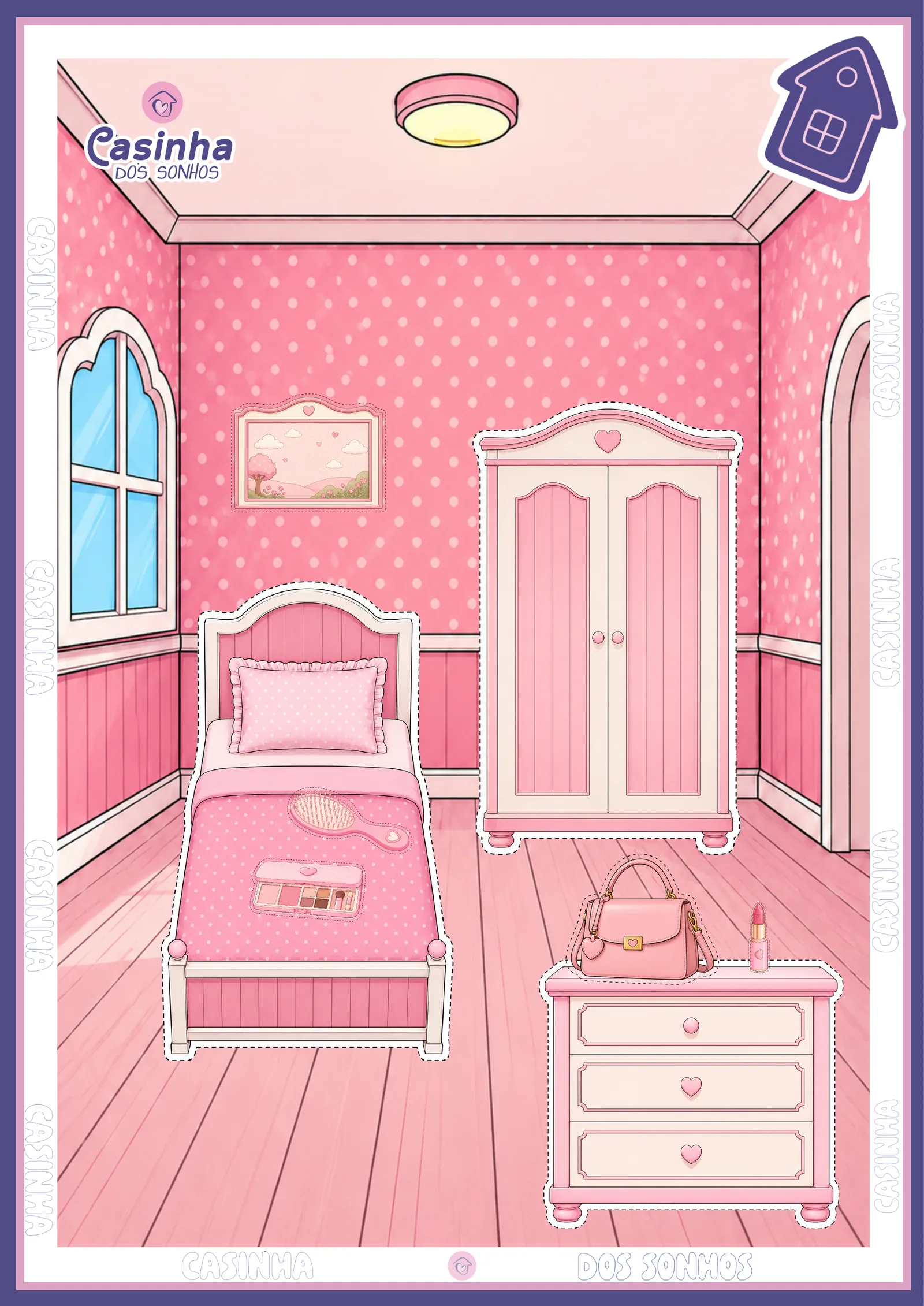 Quarto da Casinha dos Sonhos montado em papel